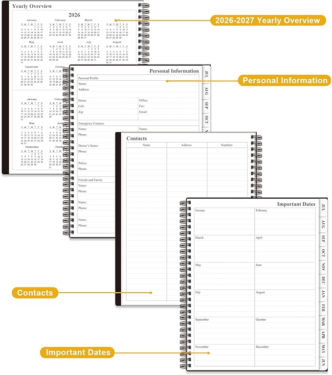 Academic Planner 2026-2027 - Weekly & Monthly Planner from July 2026 to June 2027, Agenda 2026 2027 with Inner Pocket, Elastic Band, 8.5" x 11", Black