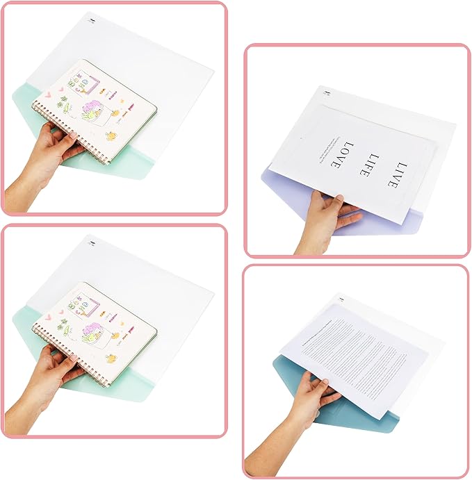 Mr. Pen- Clear Plastic Envelopes File Folders, 10 Pack, A4, Letter Size, Colorful Flaps, Clear Folders for Documents Plastic Poly Envelopes with Label for School, Home, Work, Office, Organizer