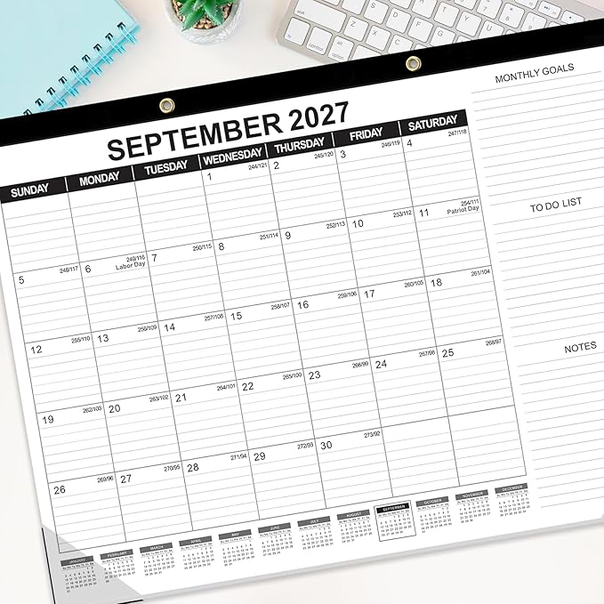 GuassLee Large Desk Calendar 2026,3 Packs 22" x 17" Desktop Wall Calendar 19 Months Wall Planner Runs from Jun. 2026 to Dec. 2027 with Julian Date To-do & Notes Monthly Goals for School Home Office