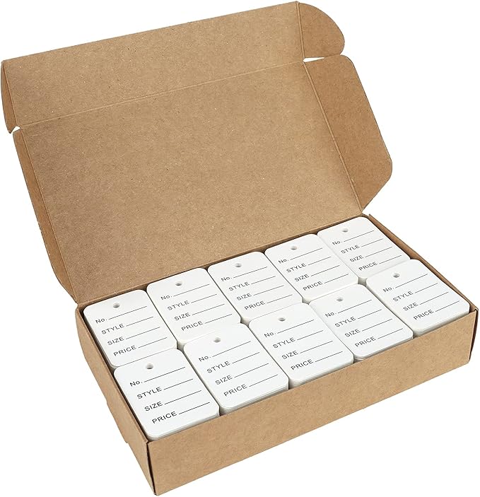 jijAcraft 1000Pcs Price Tags, White Clothing Tag for Retail, Small Kraft Paper Tags for Labeling Price, Size, Number, Writable Price Hangtag for Business Supplies Selling Jewlry, Clothes (1.9" X 1.4")