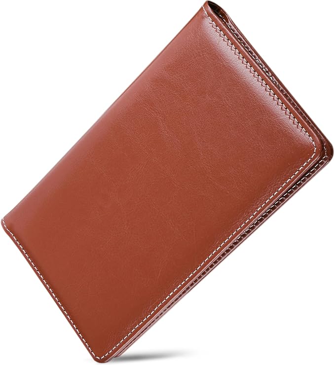 Leather Professional Business Card Holder Organizer Book - 300 Card Capacity Premium PU Folder with Soft Cover, Name Card Credit Cards Binder for Men/Women, Red Brown