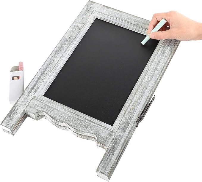 15 inch Mini Tabletop Wooden A-Frame Double-Sided Slate Chalkboard Sign Easel for Business (Gray)