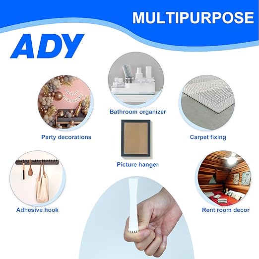 ADY Adhesive Picture Hanging Strips for Wall Decor Heavy Duty, Double Sided Tape Strip Damage Free Removable 40Pairs, Mounting Tape for Wall and Office No Nail Drilling