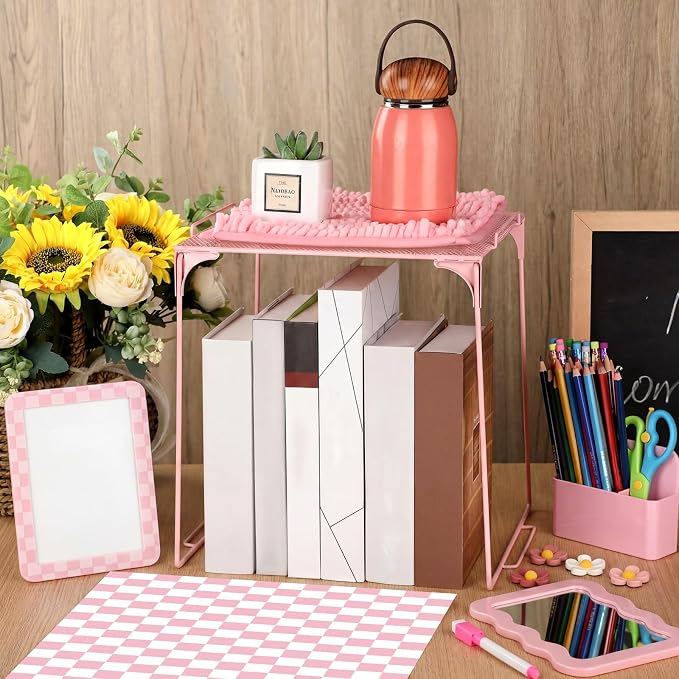 Eaasty 16 Pcs Locker Accessories Kit for Locker Organizer Shelf Checkerboard Wallpaper Magnetic Whiteboard Magnet Mirror Dry Eraser Marker Rug Flower Magnets Back to School Party (Pink Checkered)