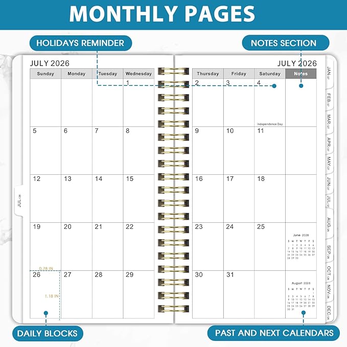2026-2029 Pocket Planner/Calendar - 3 Year Monthly Planner 2026-2029, Jul 2026 - Jun 2029, 6.3" × 3.8", 36 Monthly Tabs, 8 Note Page, Twin-wire Binding, Inner Pocket, Perfect Organizer for Purse