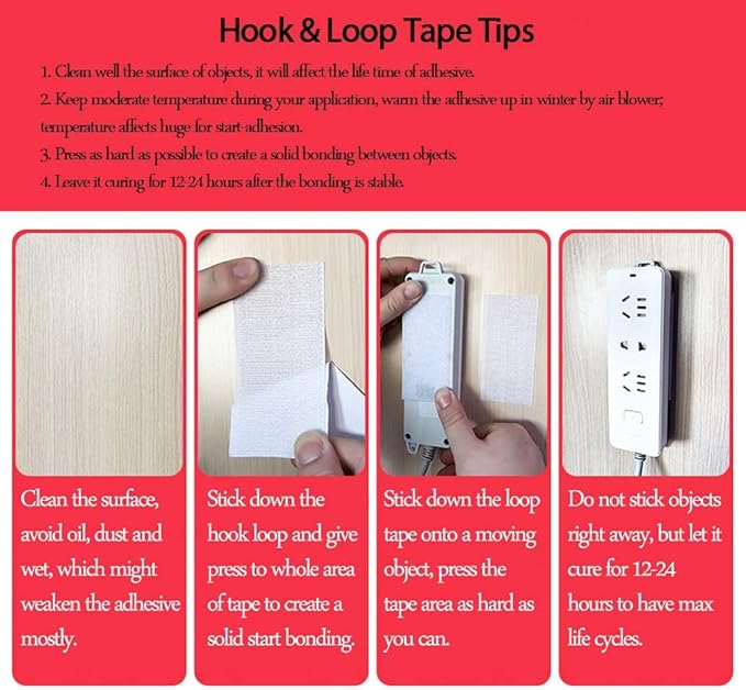 LLPT Hook and Loop Tape 2 Inch x 23 Feet Each Roll Heavy Duty Adhesive Industrial Strength Hook Loop Strip Mounting Tape Indoor and Outdoor Color Black (HTB230)