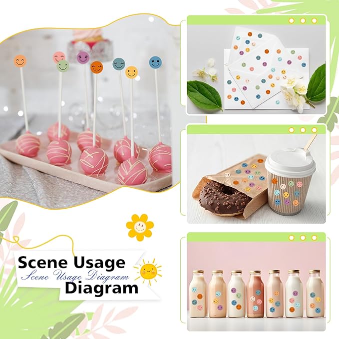 6000 Pcs Boho Smiley Face Stickers - 0.4 inch 10 Colors Mini Dot Bohemian Style Happy Face Stickers for School Reward Chart Students Teacher Supplies