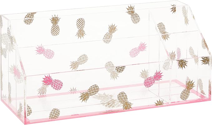 Deflecto Desklarity 5-Piece Set, Precisely Pineapple, Acrylic, Includes Pencil Cup, Organizer Tray, Letter Tray, Desk Valet, Magazine File (41695)