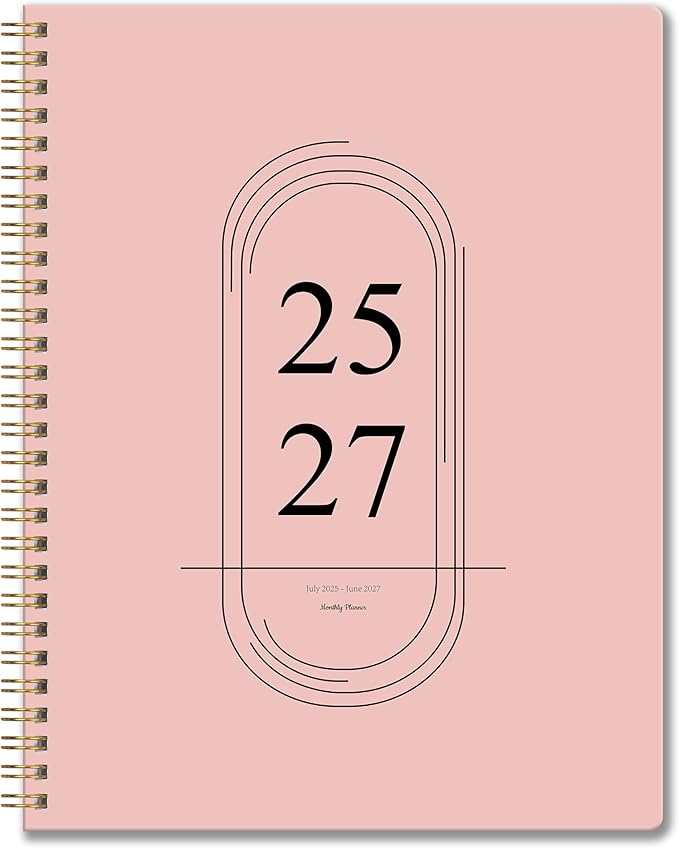 2026-2027 Monthly Planner, Jan 2026-June 2027, A4 (8.5" x 11"), 2 Year Monthly Planner, 24 month Calendar, Simple Calendar Planner Notebook Cardboard Cover, Suitable for Schools & Offices, Pink