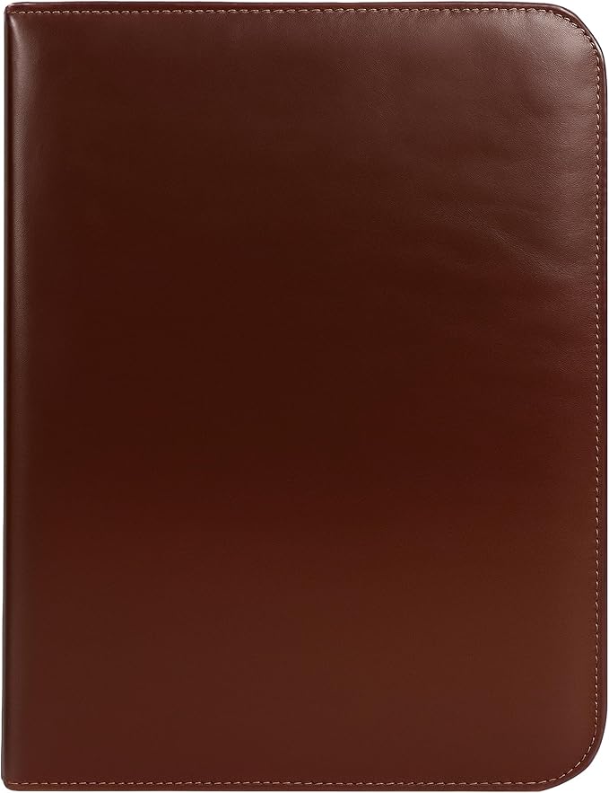 OLDE YORK Leather Padfolio — Leather Binder Portfolio for Men, Padfolio for Men & Women — 100% Authentic Top-Grain Leather (Dark Brown)
