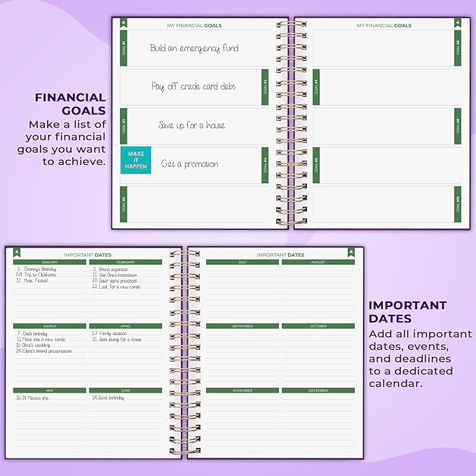 Clever Fox Budget Planner – Coiled Finance Book, Monthly Financial Journal, Budgeting Organizer & Expense Tracker Notebook, 8.5x9.5″ (Purple)