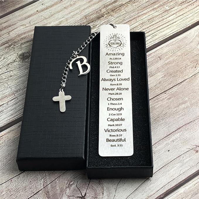 Bible Bookmark for Women Book Lovers Sister Christian Book Marker Gifts for Reader Teens Girls Baptism Birthday Christmas Gift for Coworker Students Bookish Easter Gifts (Silver-B)