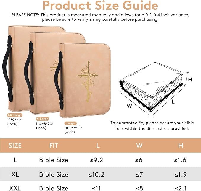 Bible Cover Case for Women – PU Leather Large Bible Case with Minimalist Debossed Design – Christian Bible Accessories for Girls & Women (Golden Cross, L)