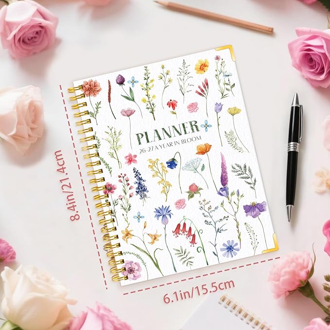 GuassLee Academic Planner 2026-2027, 12-Month Daily Weekly Monthly Calendar Planner from July 2026 - June 2027, Aesthetic Hardcover Student Teacher Planning with Inner Pocket Coated Tabs, A5 Size