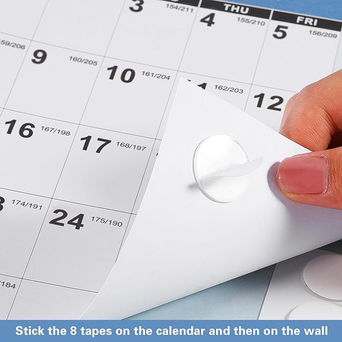 2026-2027 Wall Calendar - 2026-2027 Yearly Wall Calendar, July 2026 - June 2027, Calendar 26-27, 34.8" x 22.8"(Open), One Page Vertical with Round Stickers, Gift Pocket - Haze Blue