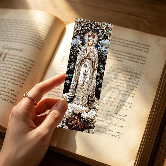 10 Pcs Stained Glass Bookmarks, Catholic Virgin Mary Transparent PVC Bookmark Bulk for Women Man, Christian Religious Book Mark for Reading Lovers Accessories Gifts