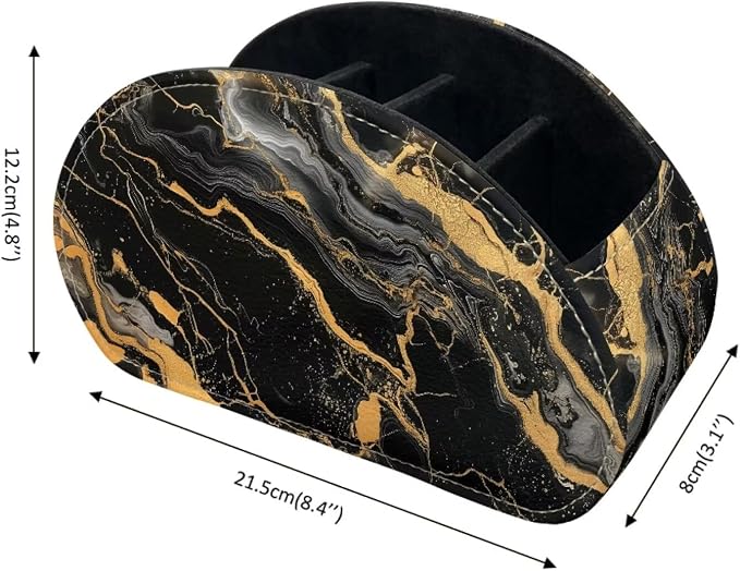 Marble Print Remote Control Holder with 5 Compartments, Lightweight Office Desk Organizers - Couch/TV Stand/Bedside Table/Home Theater Accessory - Desktop Caddy