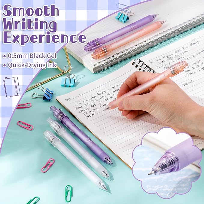 Crtiin 6 Pcs Fidget Spinner Pens for Adults Black Ink Gel Pens with Fidget Ball Stress Relief Pen Spinning Pen for Office Supplies Journaling (Hexagon,Bright Color)