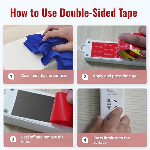 Double Sided Tape Heavy Duty, Adhesive Mounting Tape, 1/2 in x 15.5 ft, Waterproof Foam Tape for Indoor, Outdoor, Automotive Trim, Garage, LED Strip Lights, Home Decor