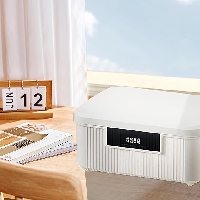 Lockable Storage Container Bin, 2.3 Gallon Capacity Organizer Box with Combination Lock, Heavy Duty Plastic Trunk, Usable As Item Organizer Or Office File Storage(White)