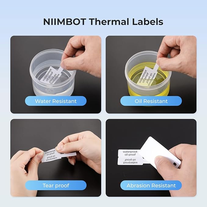 NIIMBOT Cable Label for B1/B21/B2 Label Printer, Waterproof, Oil-Proof Cable Tags(1'' x 3''),1 Roll of 100 Thermal Sticker Labels (White)
