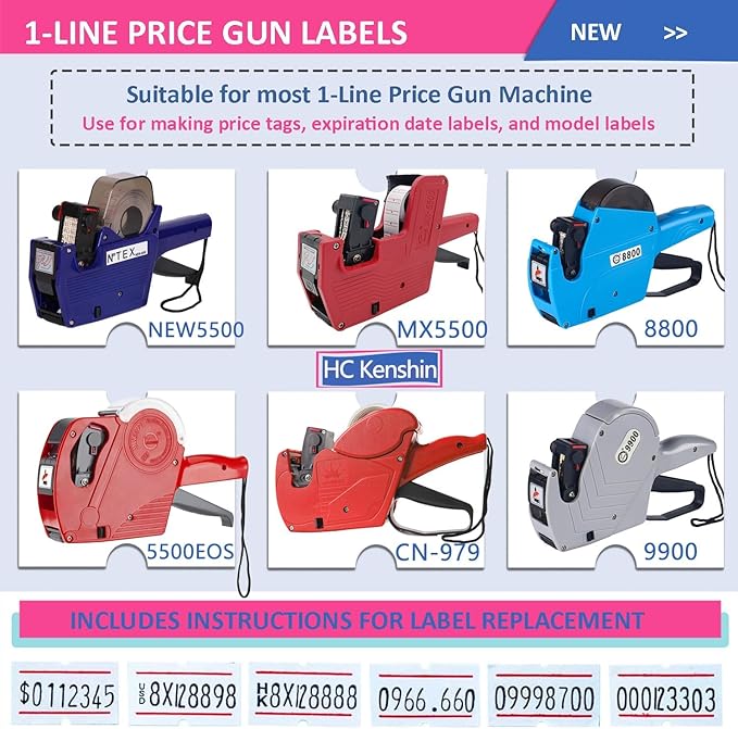 16,000pcs 1 line Price Gun Label, Removable and Adhesive Price and Sale Tags for Office, Suitable for NEW5500,MX-5500,CN979,H813,Total and Inch Pricing for Garage.(White)