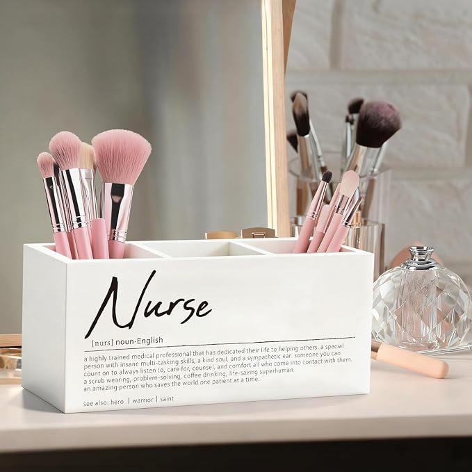 Nurse Gifts Pen Pencil Holder, Nurses Appreciation Gifts Wood Desk Organizer and Accessories, Nurse Office Decor, Nursing Gift for Women Pen Holder Desk Organizer for Office Tabletop