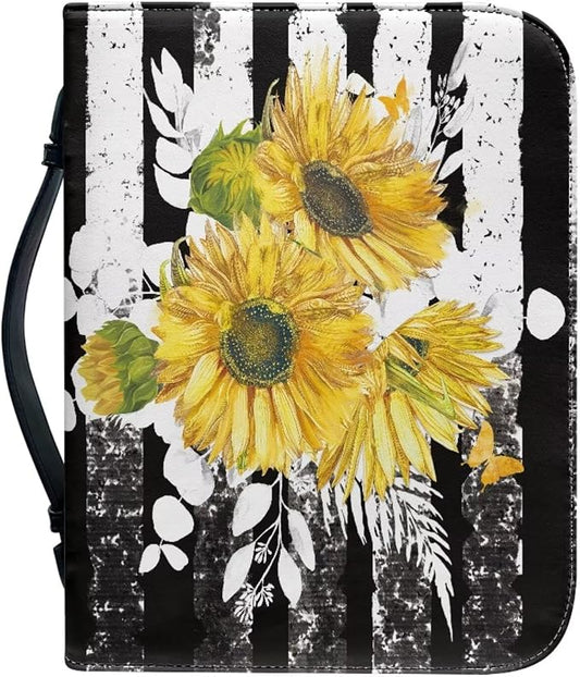 Yellow Flower Bible Carrying Tote Bag Bible Cover Case American Flag Bible Study Supplies Accessories Church Bag Bible Protective with Handle Size：XL
