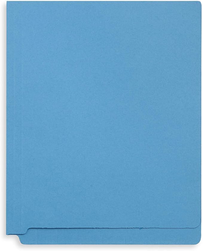 Blue Summit Supplies 50 Blue End Tab Fastener File Folders - Reinforced Straight Cut Tab - Durable 2 Prongs - Organize Standard Medical Files, Receipts, Office Reports - Letter Size, Blue, 50 Pack