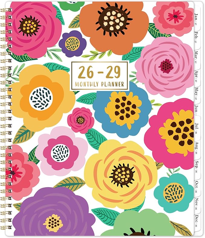 2026-2029 Monthly Planner - 3 Year Monthly Planner 2026-2029, Jul.2026 - Jun.2029, 9" x 11", 3 Year Calendar with 36-Month Tabs, Inner Pocket - Floral