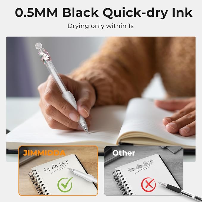 8 Pcs Gel Pens - 0.5mm Fidget Rotating Black Ink Fine Point Smooth Writing - Soft Grip Quick-dry Gel Pens for Journaling, Cute School & Office Supplies for Women Men