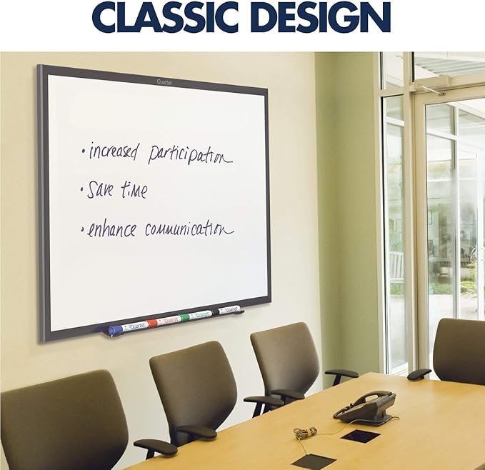 Quartet Dry Erase White Board 96"W x 48"H Non-Magnetic Whiteboard, Total Erase, Black Aluminum Frame (S538B)