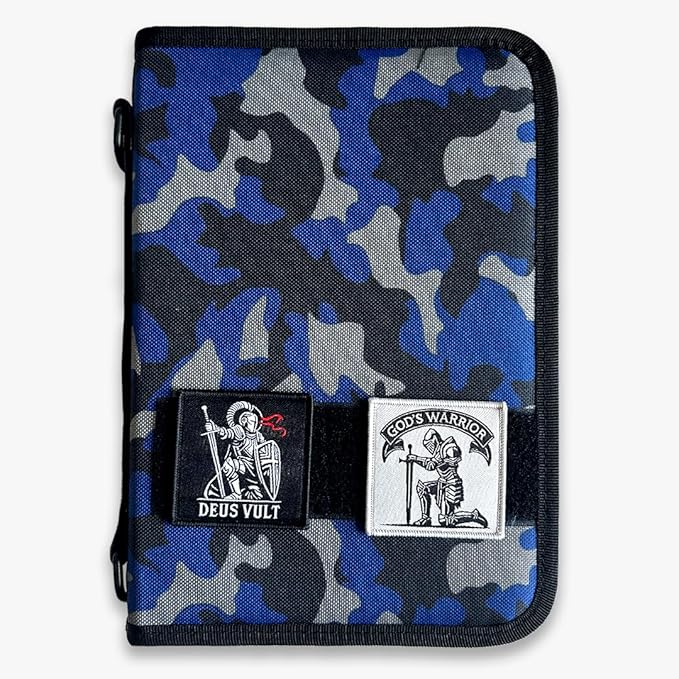 Tactical Bible Case for Men, Bible Cover for Men, Gift for Women, Bible Book Cover, Bible Cover Case with Patches, Great Christian Gift for Friends and Family (Navy)