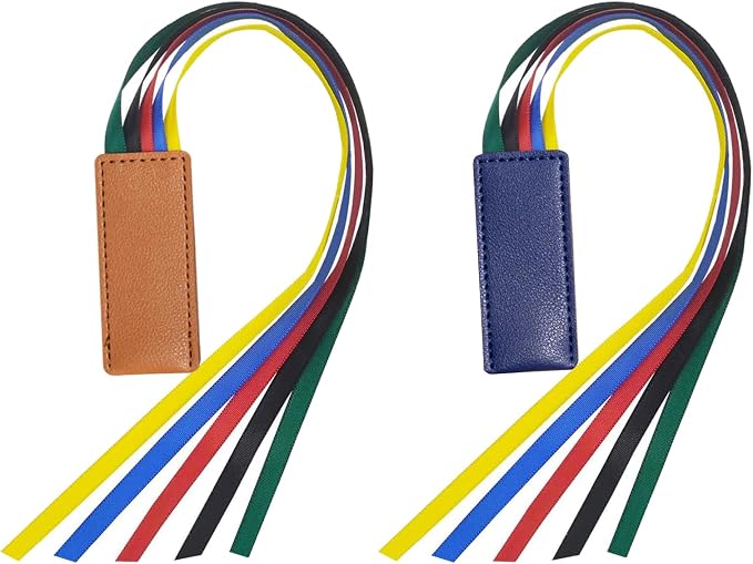 2Pcs Bible Bookmark, Bible Ribbons Christian Ribbon Bookmark, Bible Page Markers, Bible Accessories, Bible Markers, Leather Bible Bookmarks for Women & Men, Brown+Blue