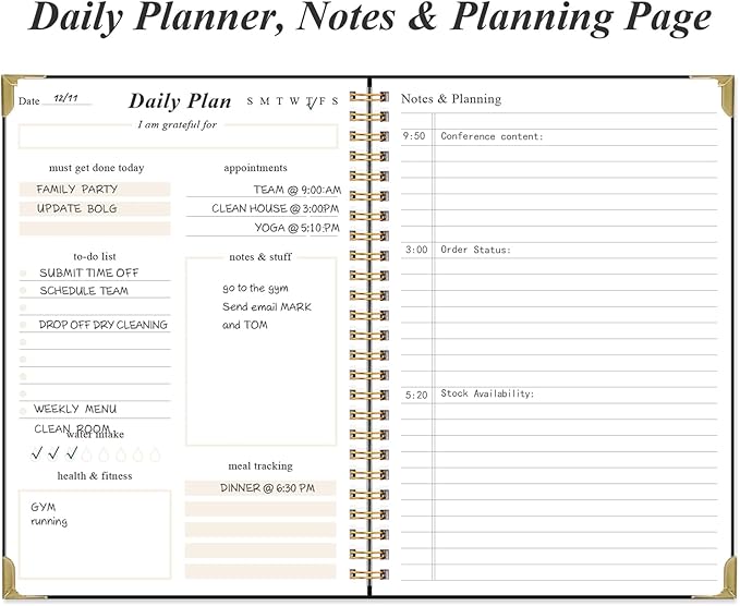 To Do List Notebook - Aesthetic Daily Planner to Easily Organize Your Tasks And Boost Productivity - Undated Planner for School or Office Supplies, 5.8" x 8.5", Black