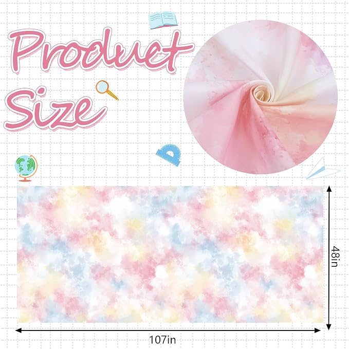 Mindsoft Bulletin Board Paper 48'' x 107'' Class Boards for Classroom Bulletin Boards Everyone is Welcome Classroom Board Decor Pillows Curtains Crafts(Tie Dye,1 Pc)