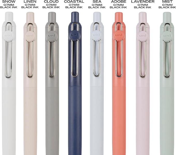 Uniball Zento Gel Ink Rollerball Pens, 8 Black Medium Point Smooth Writing Pens, Colored Japanese Pens, Harmony Colors