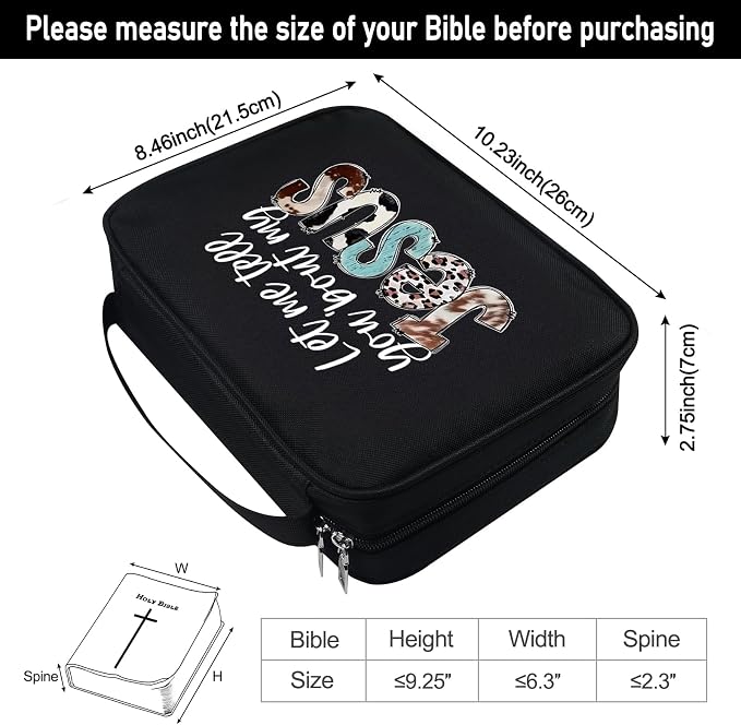 Bible Cover Case for Women & Men, Bible Study Supplies Book Covers with Zipper for Journaling/NIV/ESV/KIV, Carrier Tote Bag Carrying Case with Strap for Teens Travel/Church Bible Study