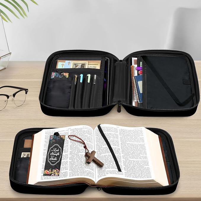 God Says Sunflower Christian Religious Bible Verse Scripture Prayer Bible Cover Case Carrying Book Protector Case Bible Study Supplies Accessories Holder Case Christian Gift for Women Men