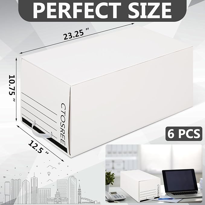 Ctosree 6pcs Economy Storage Drawer Files White Stackable Storage Drawers with Plastic Handles for Files, Letter Durable Space Saving Organizers for Office, Home