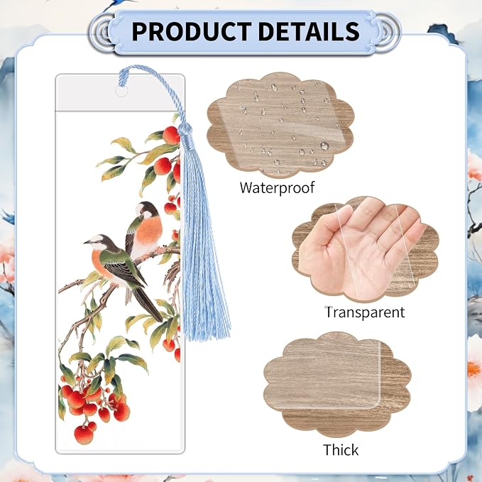 120 Sets Kraft Paper Blank Bookmarks with Tassels, Cardstock DIY Bookmark Making Kit, DIY Projects Party Favor Gift Tag Bulk PVC Tags, 120 Bookmarks 120 Clear Bookmark Sleeves 120 Tassels