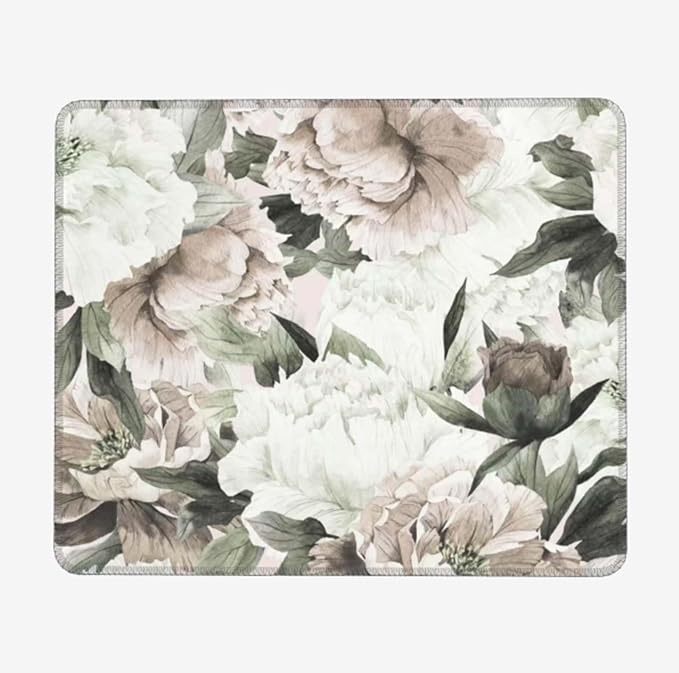 Voltique Mouse Pad Small Desk Mat, Floral Computer Mousepad with Stitched Edges Non-Slip, Keyboard Mouse Pad for Desktop Office Desk Accessories