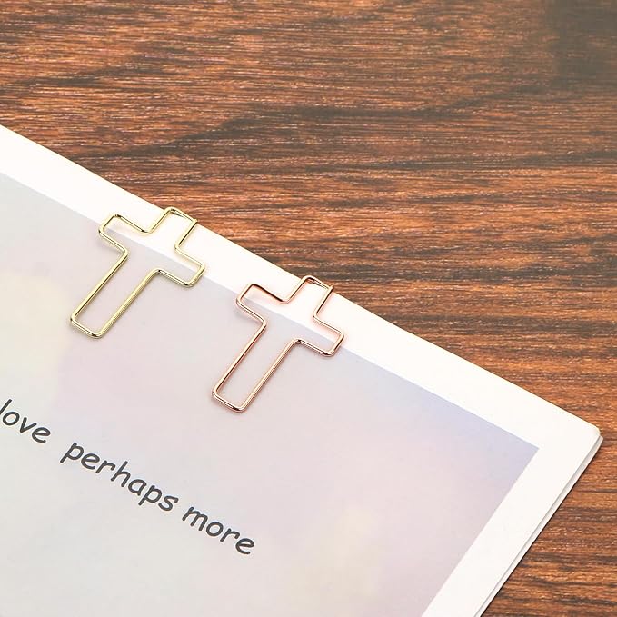 MIDELONG Cross Paper Clips - Gold & Rose Gold, Bible & Journaling Clips, 20 Pcs