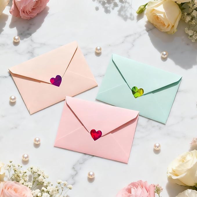 Anwyll 3000Pcs Heart Stickers - 1/2Inch Holographic Colored Heart Stickers Tiny Mini Small Heart Shape Sticker Self Adhesive Happy Valentines Day Heart Love Sticker for Envelope Card Crafts Gift Wrap