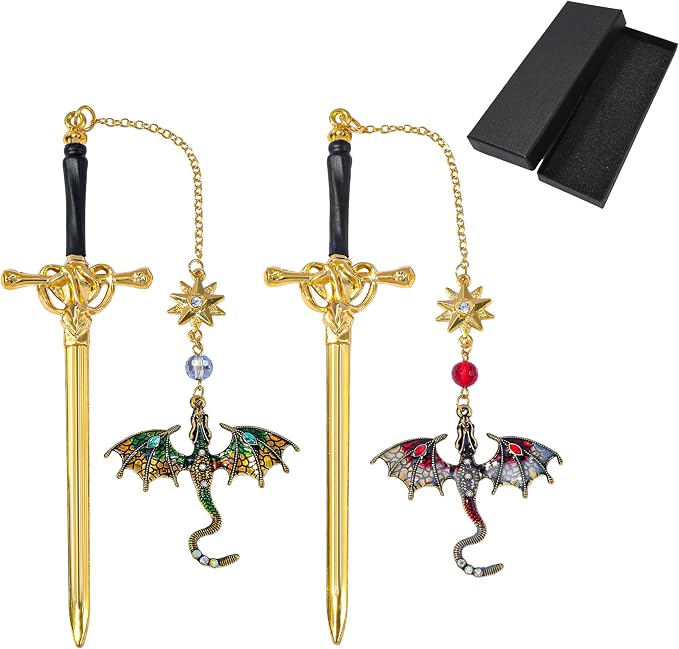 Fantasy Fourth Wing Dragon Sword Bookmarks - Fourth Wing Fans Page Markers Cool Bookmarks for Men Fantasy Dragon Gifts for Male Readers as Birthday Gifts (Dragon Bookmark Set 6)