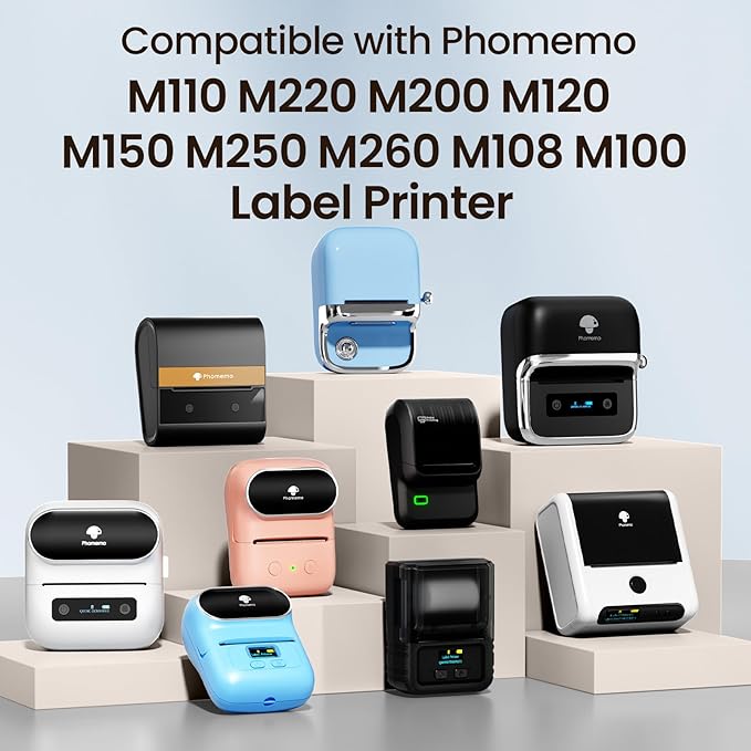 Phomemo M110 Labels, 50 x 80mm(1.97"x3.15"), Thermal Label Paper for M110/M220/M221/M120/M200/M100 Label Printer Address Label Multipurpose Square Self-Adhesive Paper, Black on White, 3 Rolls