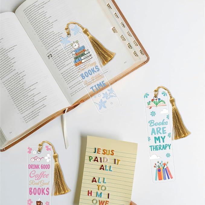 AFRITEE UV DTF Bookmark Stickers - 24 Sheets Book Lovers UV DTF Blank Bookmark Decals, Book Flowers Butterfly Skull Funny Transfer Sticker DIY Blank Acrylic Bookmarks Decoration