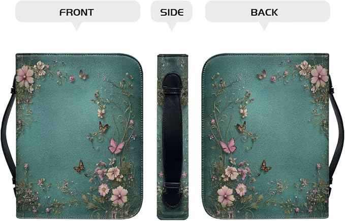 Bible Cover Case for Women, Green Bible Covers for Women, Cases for Woman Large Size with Bookmark Daisy Butterfly,X-Large