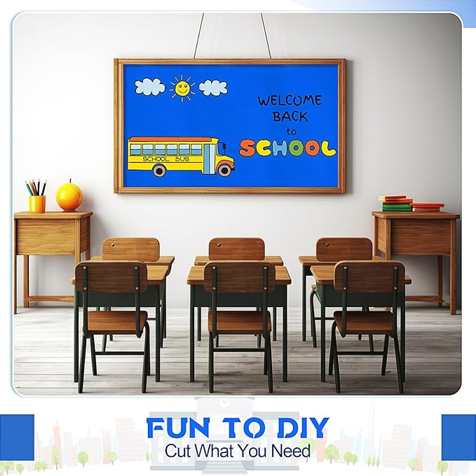 Hahafelt 16 in x 40 Ft Fabric Bulletin Board Roll Classroom Non Woven Fabric Background Decorations Waterproof Wrinkle Resistant Bulletin Board for Back to School Wall Decor(Deep Bule,Pure)
