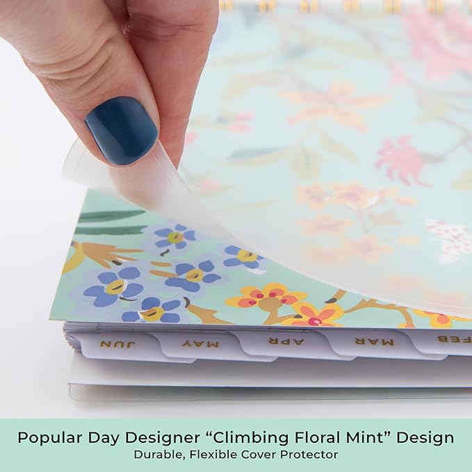 Blue Sky Day Designer 2026-2027 Monthly Academic Year Planner Calendar, July 2026 - June 2027, 8" x 10", Monthly Layout, Flexible Cover, Wirebound, Laminated Tabs, Climbing Floral Mint